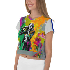 Geometric Fusion All-Over Print Crop T-Shirt