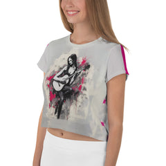 Subtle Abstraction All-Over Print Crop T-Shirt