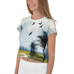 Serene Mountain Sunrise Women's Crop Tee