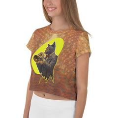 Cats of Elegance All-Over Print Crop T-Shirt