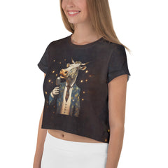 Cow's Whimsy All-Over Print Crop T-Shirt