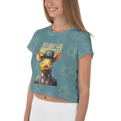 Blossoming Piggy Gardens Crop T-Shirt