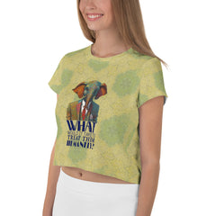 Dapper Deer Gentleman All-Over Print Crop T-Shirt