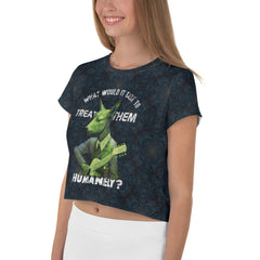 Regal Rabbit Monarch All-Over Print Crop T-Shirt