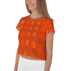 Back view of Geometric Fusion Box Stripe Crop T-Shirt