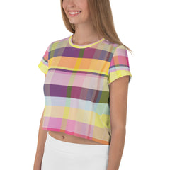 Soft gradient Sunrise Spectrum Crop T-Shirt, capturing the serene beauty of dawn in your outfit.