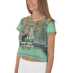 Back view of Serene Sloth Women's Crop Tee highlighting the cropped length