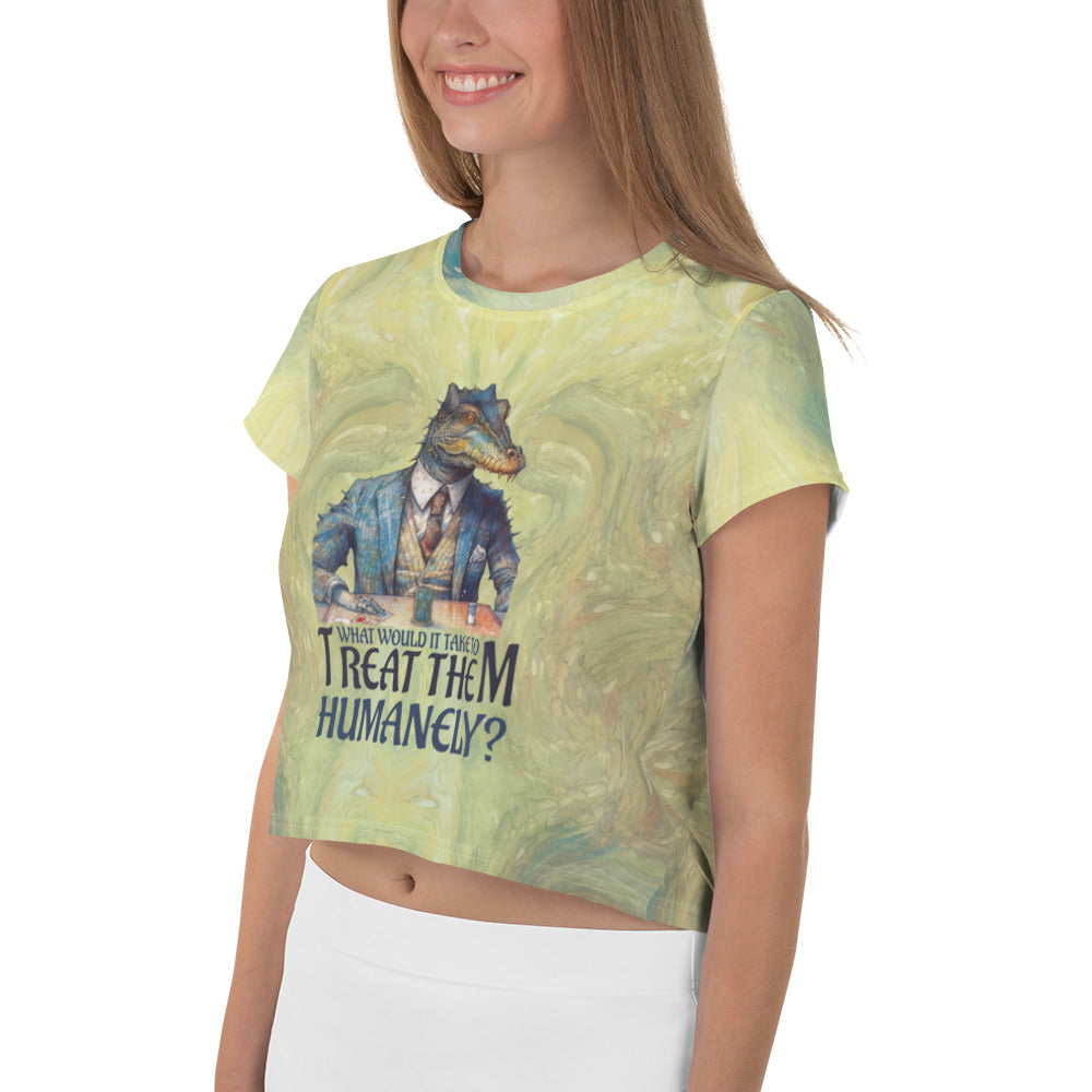 Back view of Playful Pug Women's Crop Tee