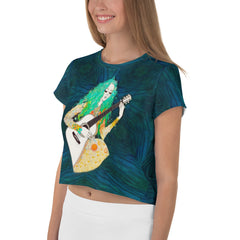 Women's Galaxy Crop T-Shirt - Celestial Pop, starry night print.