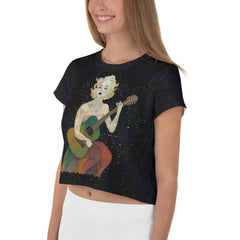 Front view of Peaceful Petals Crop Tee highlighting the pattern