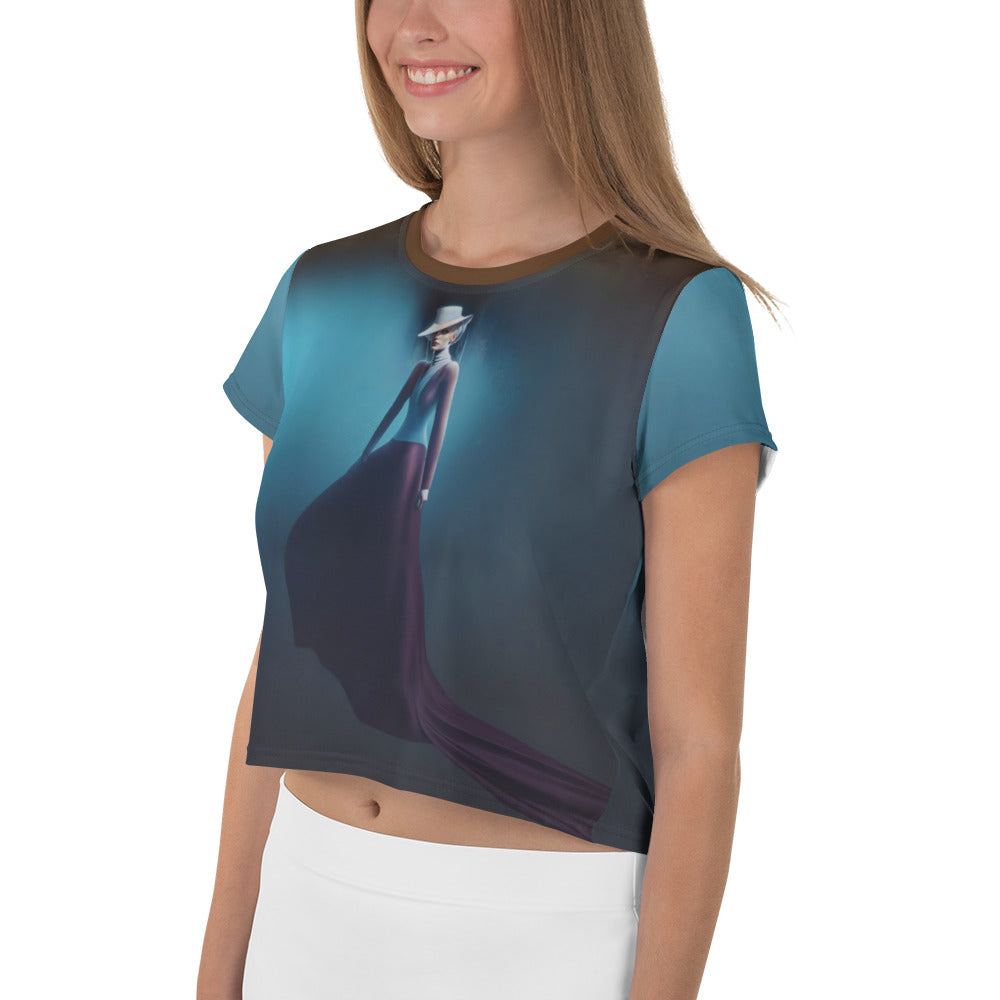 Woman wearing Mystical Mirage Crop T-Shirt.