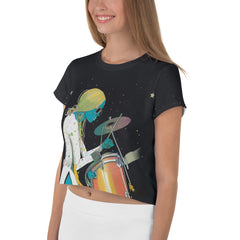 Tempo Harmony Women's Crop T-Shirt folded neatly on a shelf.