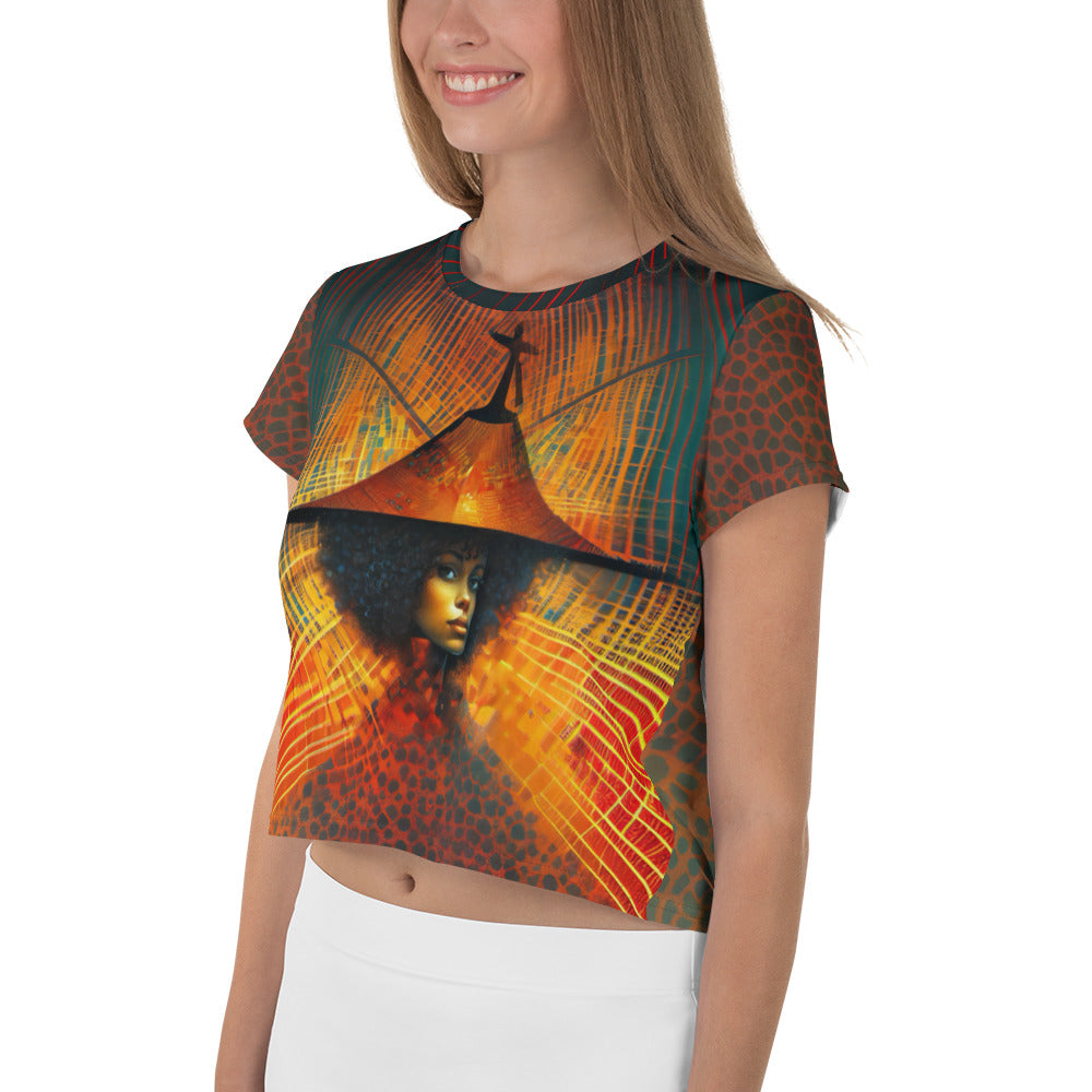 Front view of the Ethereal Elevation Crop T-Shirt, showcasing its chic design.