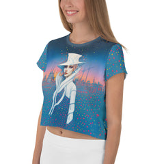 Back view of Infinity Inception Crop T-Shirt highlighting comfortable fit.