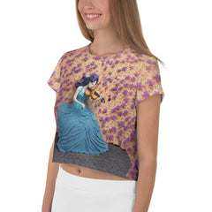 Fashionable Fluttering Butterflies Crop Tee for Women.