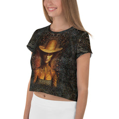 Stylish Galactic Glam Crop Tee on display