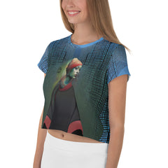 Urban Chic All-Over Print Women's Crop T-Shirt side view.