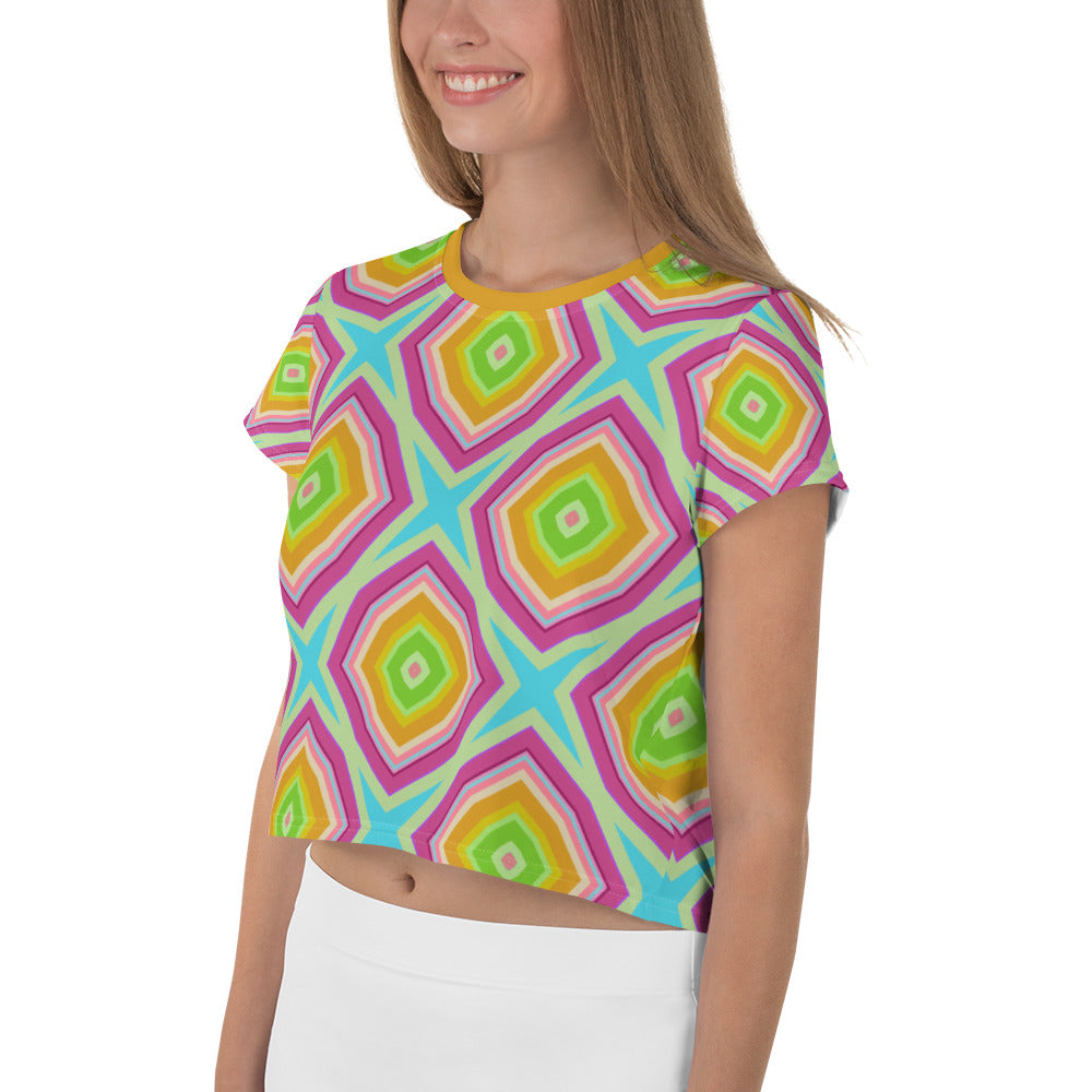 Abstract art crop tee for stylish summer outfits.