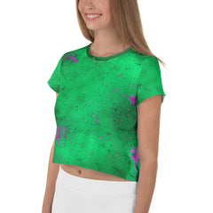 Trendy ink blot art crop T-shirt for artistic expression.