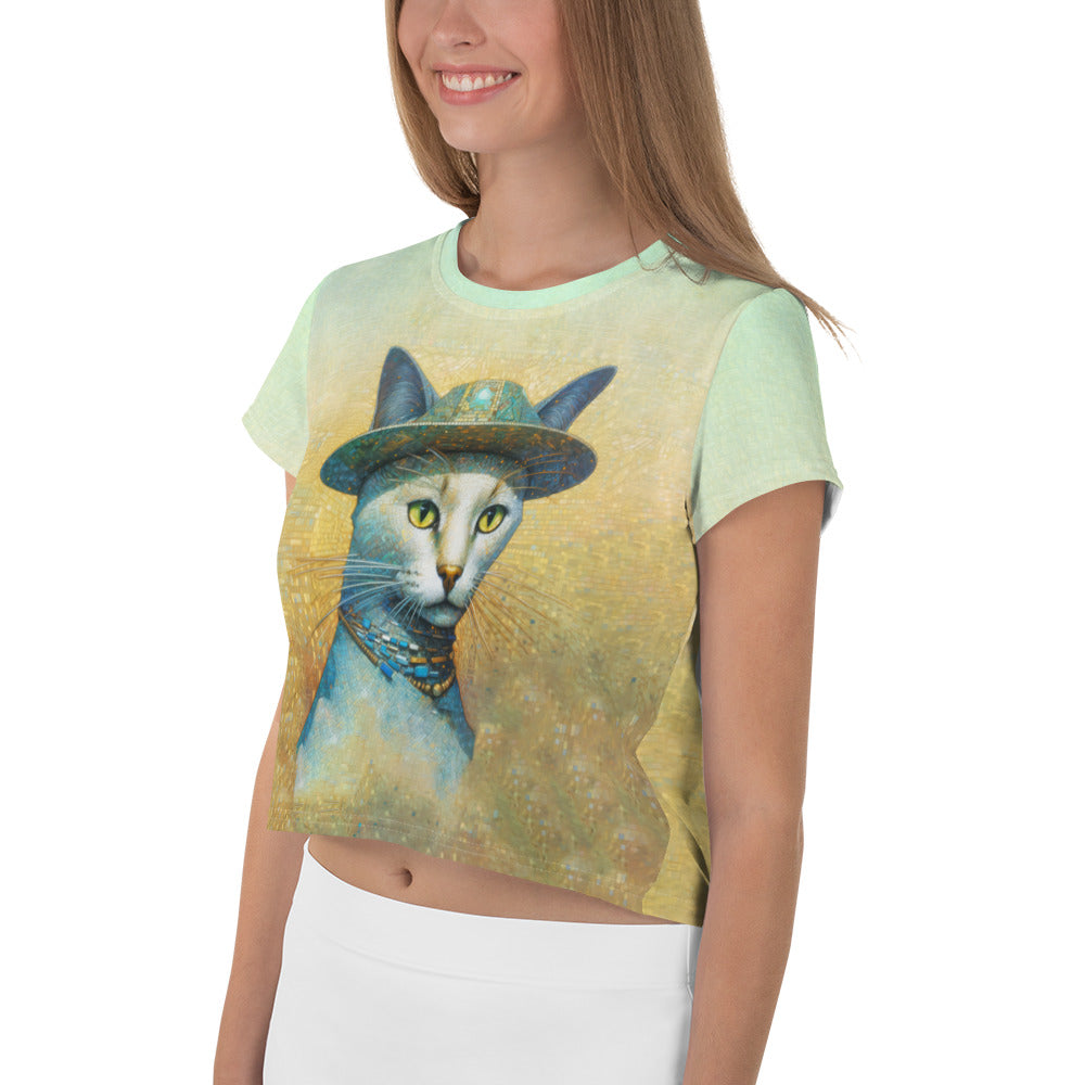 Cute kitten-themed crop tee for casual wear