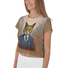 Close-up of Majestic Cat illustration on tee.