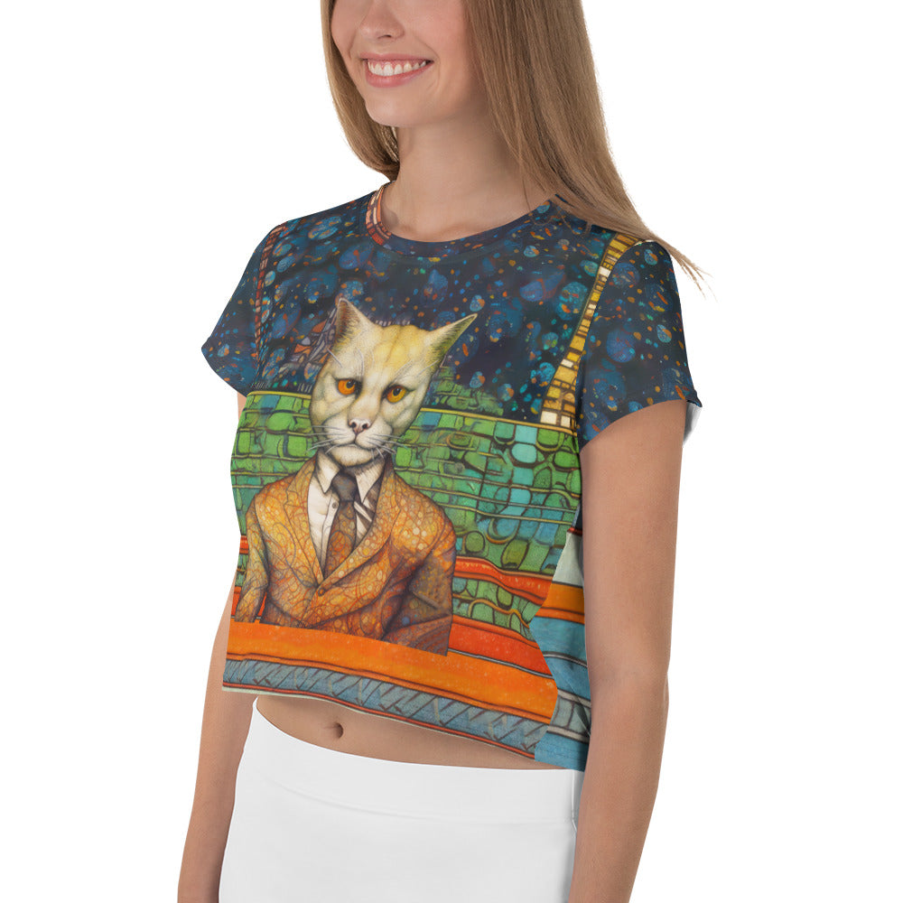 Close-up of Cats in the Garden crop t-shirt print