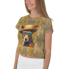 Dog Pals graphic crop tee in casual setting