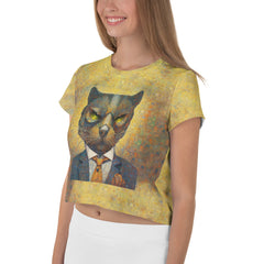 Whimsical Cat Faces Crop Tee