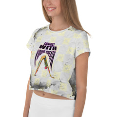 Elegant Serenity Flow design on women's crop shirt.