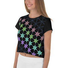 Geometric Delight Crop Tee styled for casual wear