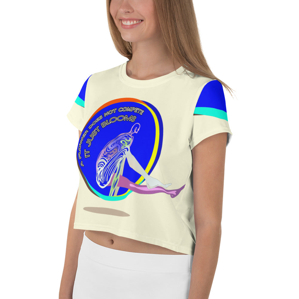 Lotus Serenity Women's Crop Tee in yoga pose.