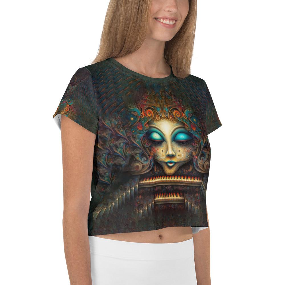 Stylish vintage print crop top for women.