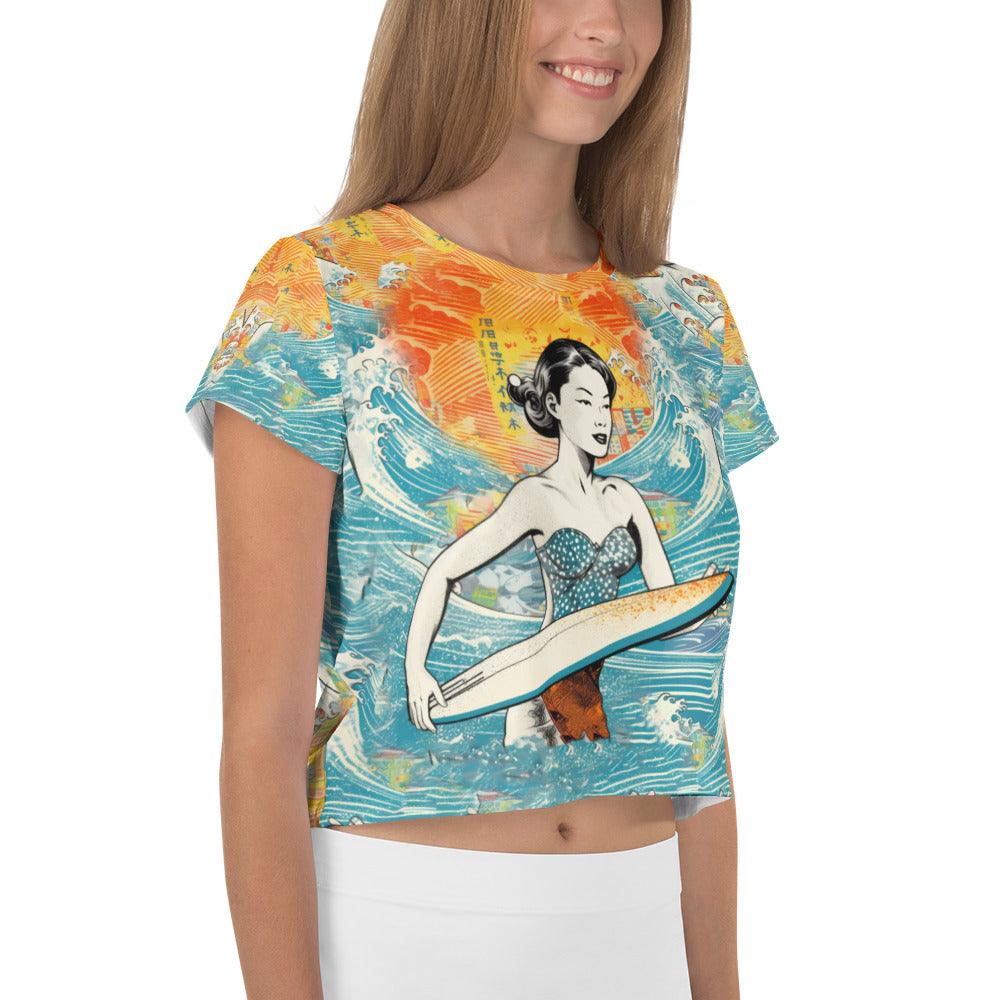 Surfing 1 41 All-Over Print Crop Tee - Beyond T-shirts