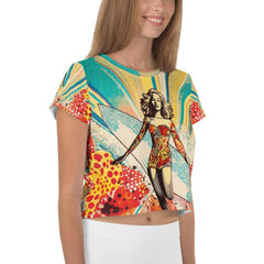 Tropical Surf Dreams Crop T-Shirt Dive Into Paradise - Beyond T-shirts