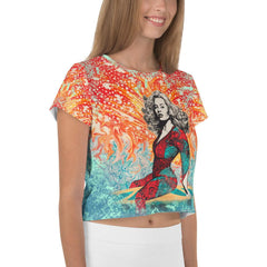 Beach Bliss All-Over Print Crop T-Shirt Surfing Daydreams - Beyond T-shirts