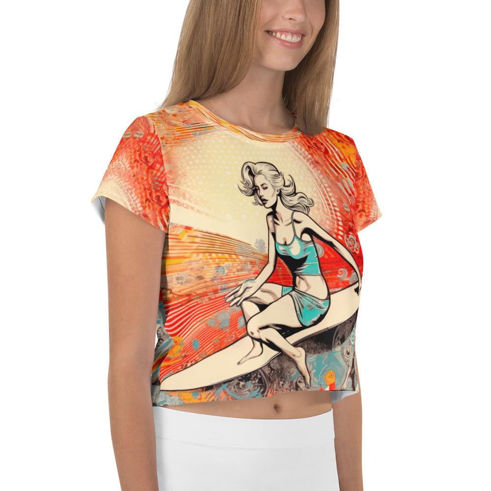 Surf Enthusiast Crop Tee for Women - Beyond T-shirts