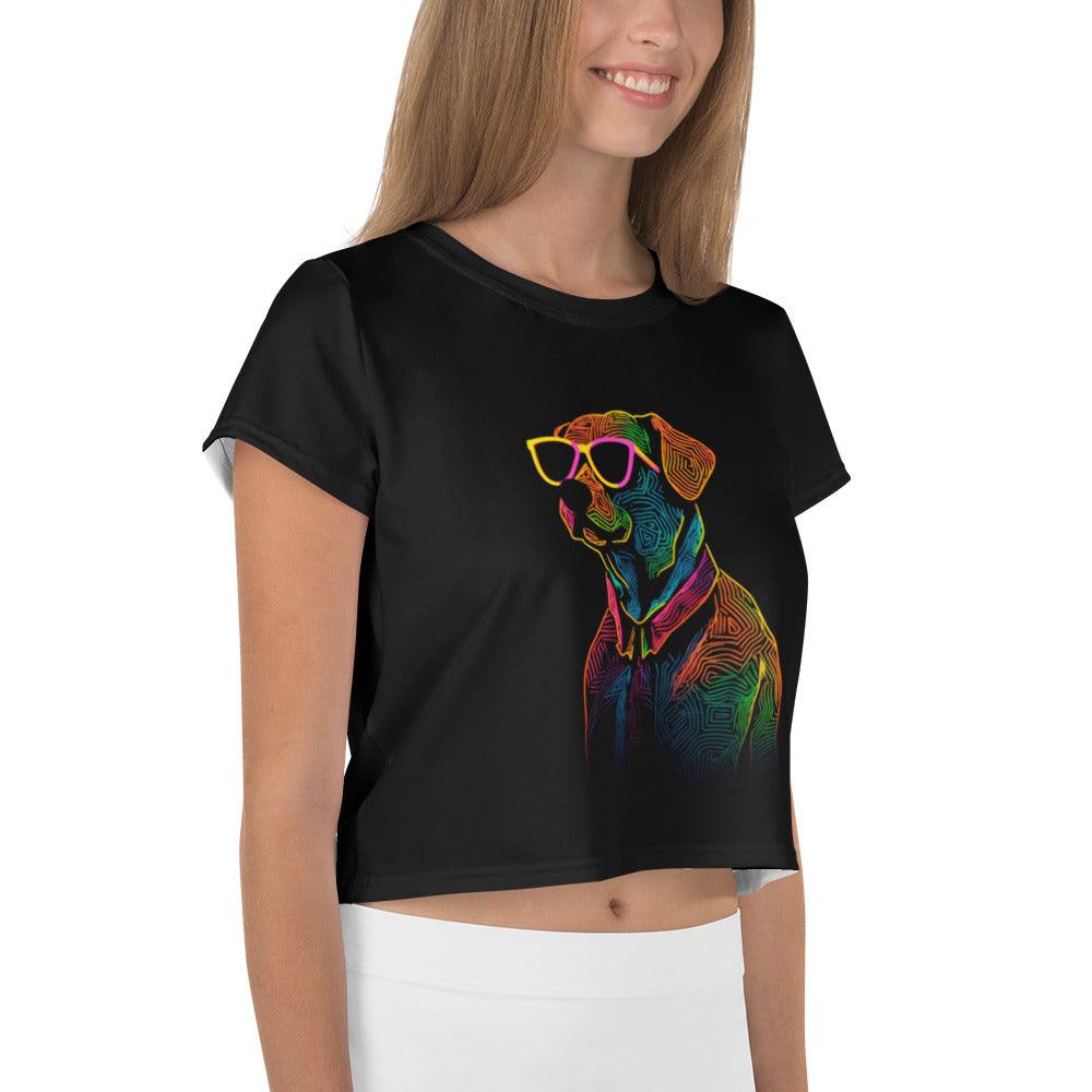 Playful Puppies All-Over Print Crop T-Shirt - Beyond T-shirts