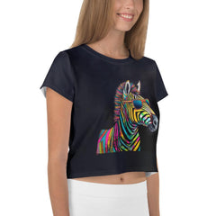 Zebra Stripes All-Over Print Crop T-Shirt" - Beyond T-shirts