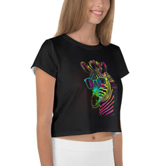 Zebra Harmony All-Over Print Crop T-Shirt - Beyond T-shirts