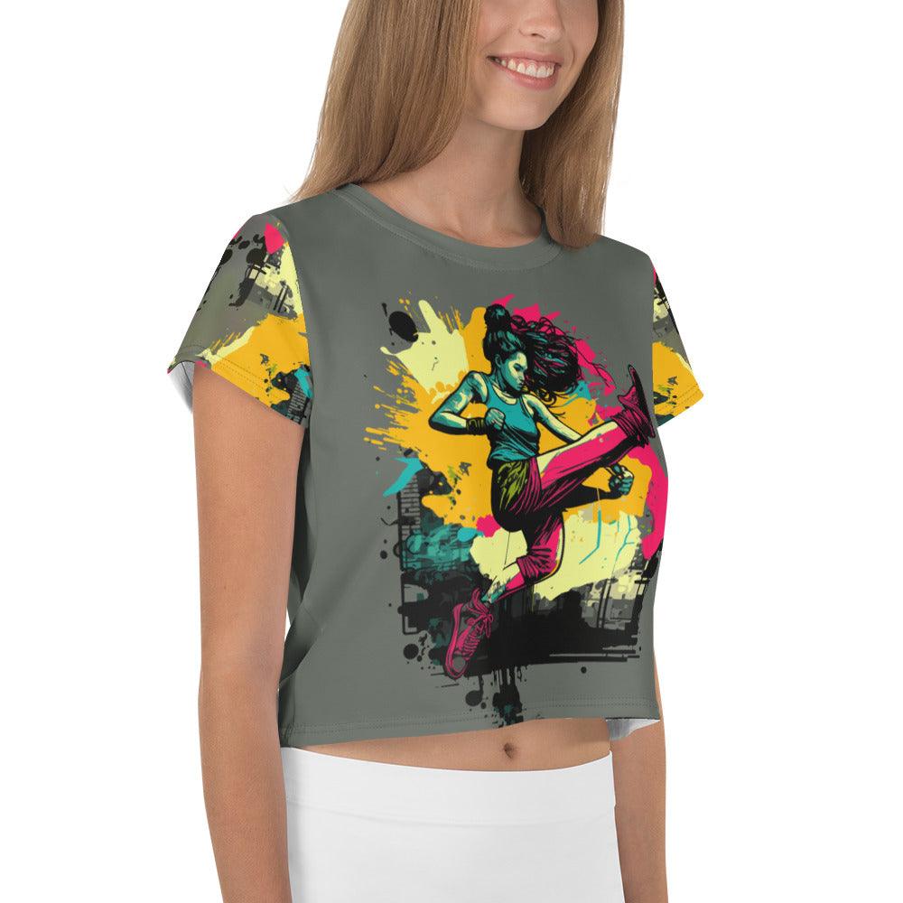 Kickboxing Elegance All-Over Print Crop Top - Beyond T-shirts