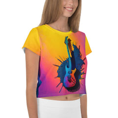 Retro Music Vibes Women's Crop Tee - All-Over Print - Beyond T-shirts