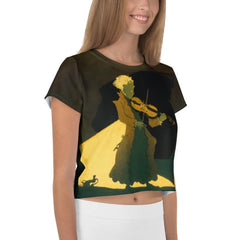 Electrifying Music Waves Crop Tee for Women - Beyond T-shirts