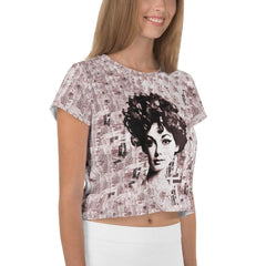 Rhythmic Whispers Women's All-Over Print Crop T-Shirt - Beyond T-shirts