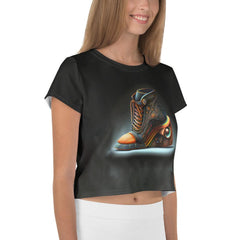 Sleek Futuristic Shoes Women's Crop Tee - Beyond T-shirts