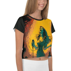 Melody Muse All-Over Print Crop Tee for Music Enthusiasts - Beyond T-shirts
