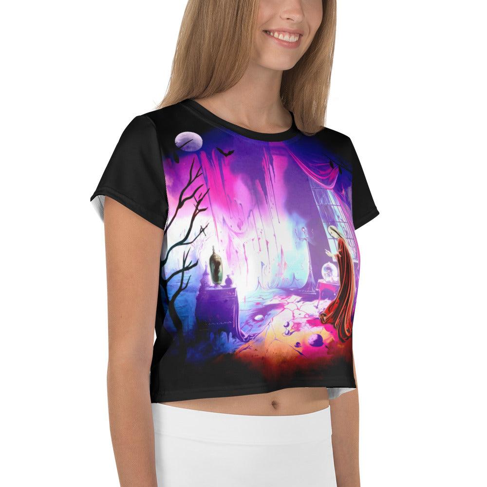 Midnight Haunt All-Over Print Crop Shirt - Beyond T-shirts