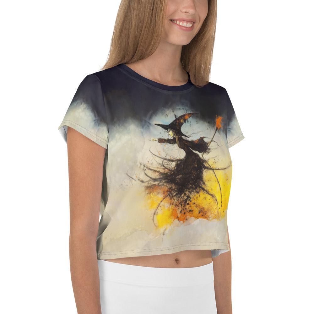 Vintage Halloween Vibes Women's All-Over Print Crop T-Shirt - Beyond T-shirts