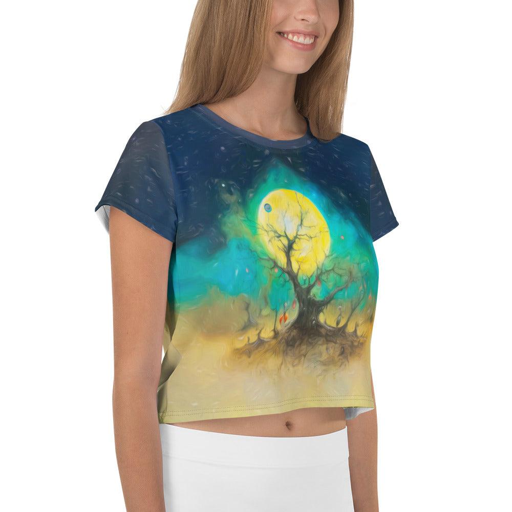 Glow In The Dark Ghouls Women's All-Over Print Crop T-Shirt - Beyond T-shirts