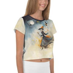 Haunted House Party Women's All-Over Print Crop T-Shirt - Beyond T-shirts