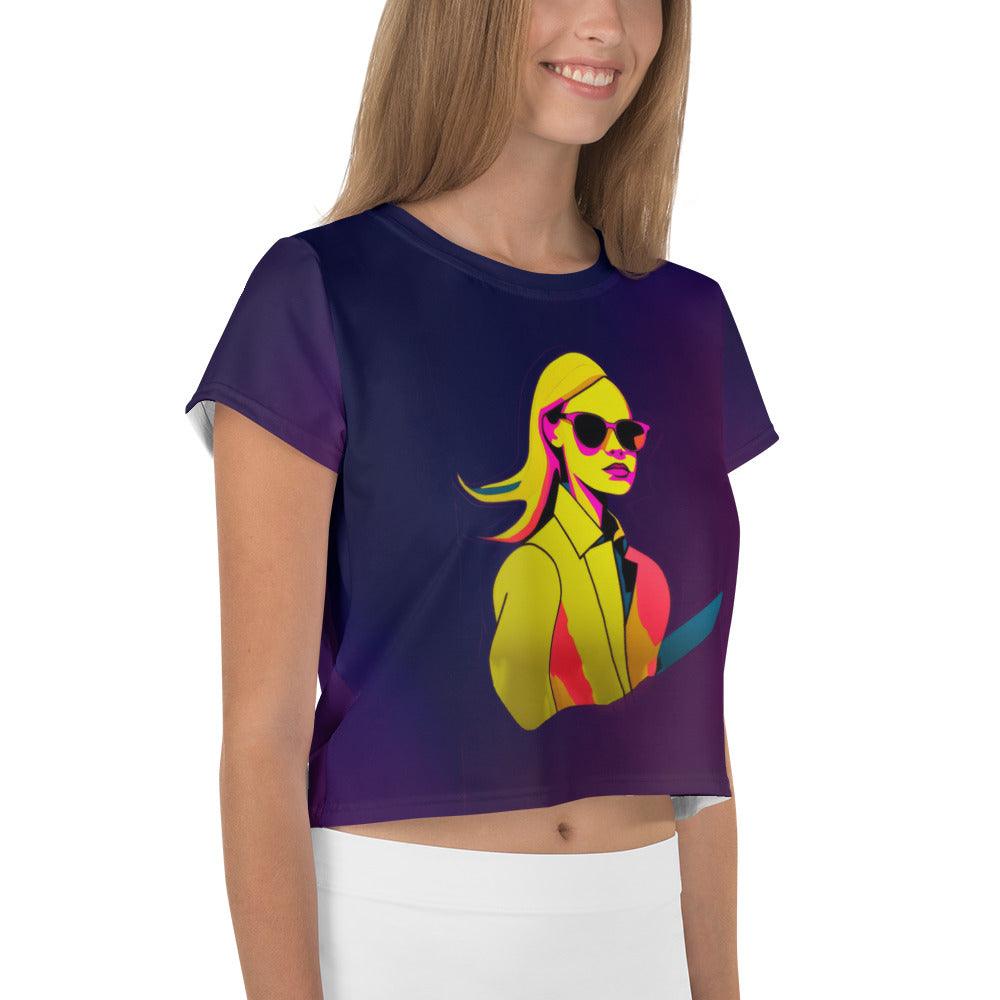 Rock 'n' Roll Rebel Women's All-Over Print Crop T-Shirt - Beyond T-shirts